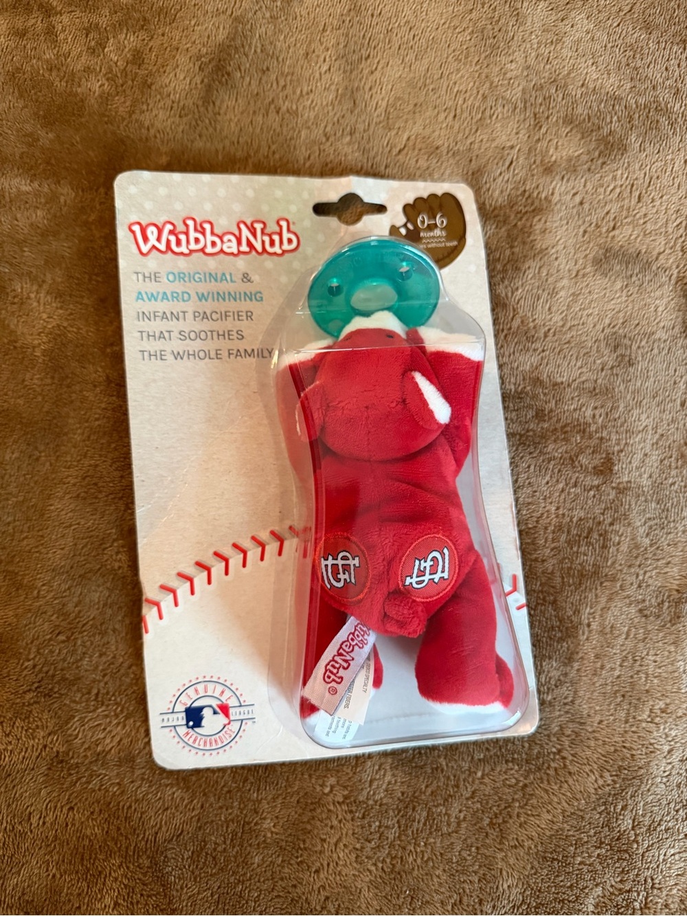 WubbaNub Red Plush Infant Pacifier MBL Cardinals -NWT